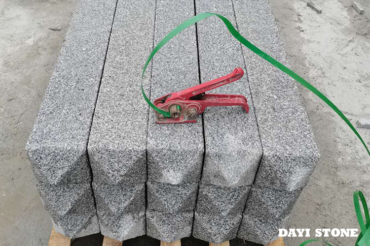 G603-10 Light Grey Granite Natural Stone Palisade All sides flamed one head Pyramidal 15x15x150cm - Dayi Stone